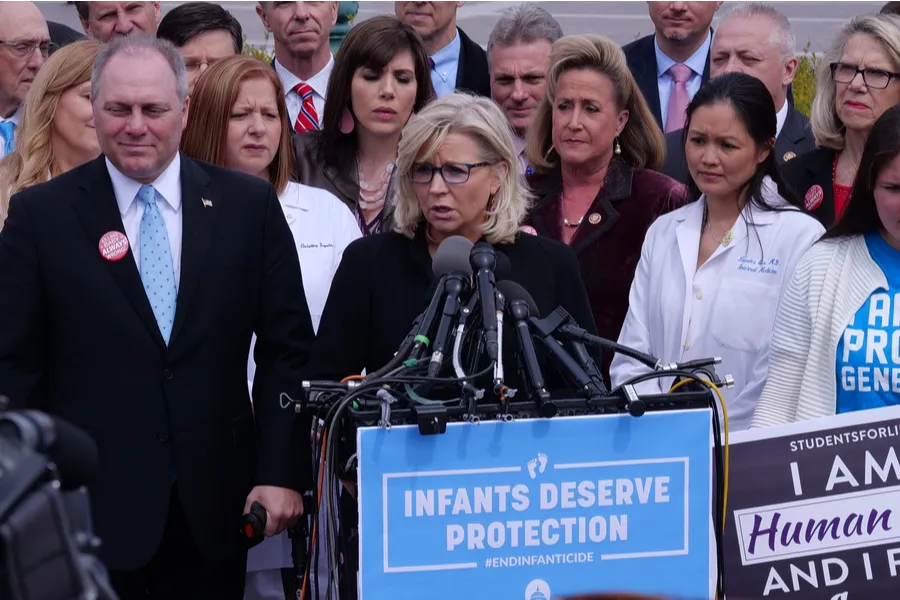 Current House GOP conference chair Rep. Liz Cheney (R-Wyo,) at an April 2019 pro-life press conference. Cheney is expected to be replaced in her role by Rep. Elise Stefanik (R-N.Y.).?w=200&h=150